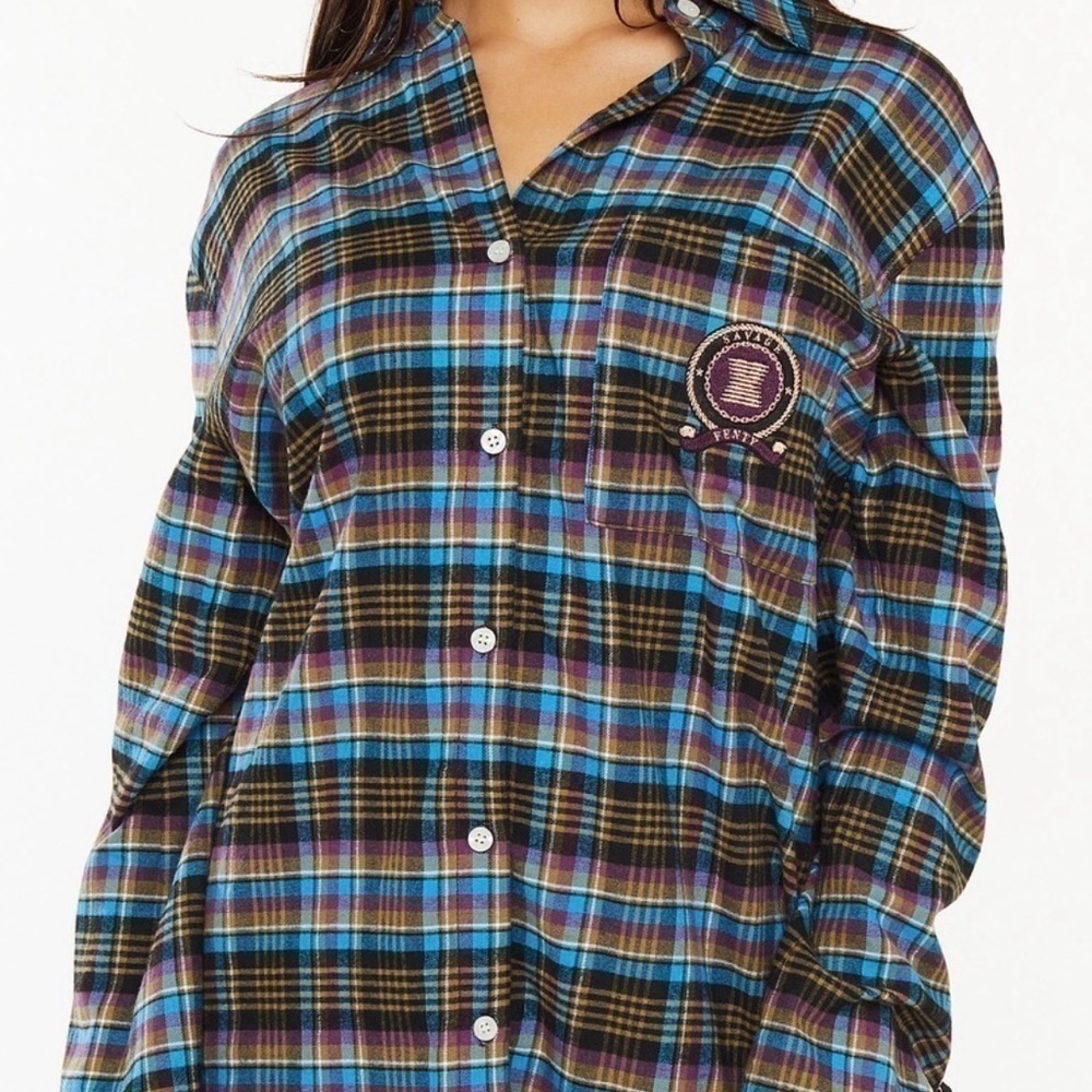 Savage X Fenty flannel plaid pajama. Size small